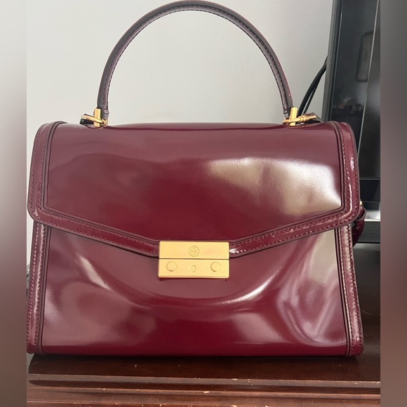 Tory Burch Bags Tory Burch Medium Patent Leather Burgundy Top